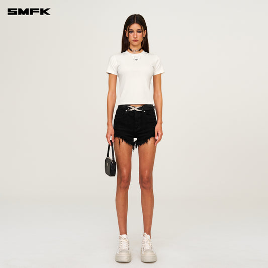 Compass Crosshatch Waist Tee Snow White