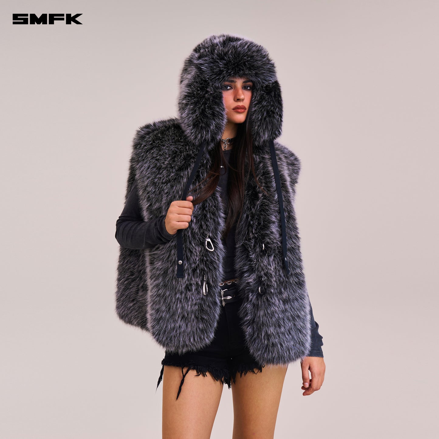 COMPASS MODE WASTELAND FURRY HUNTING HAT/ SILVER FOX