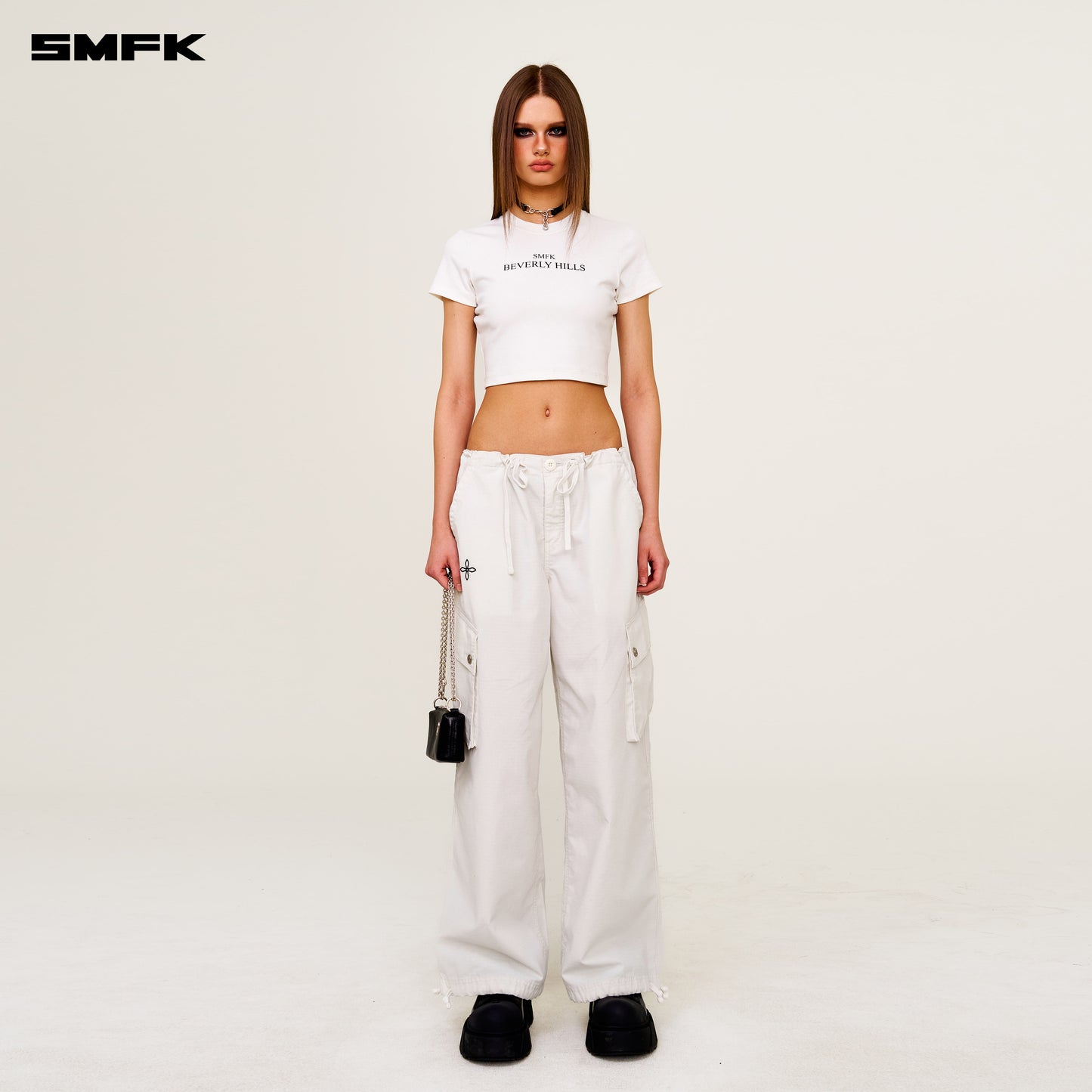 Future Mirage Classic Parachute Pants Snowy Mountain White