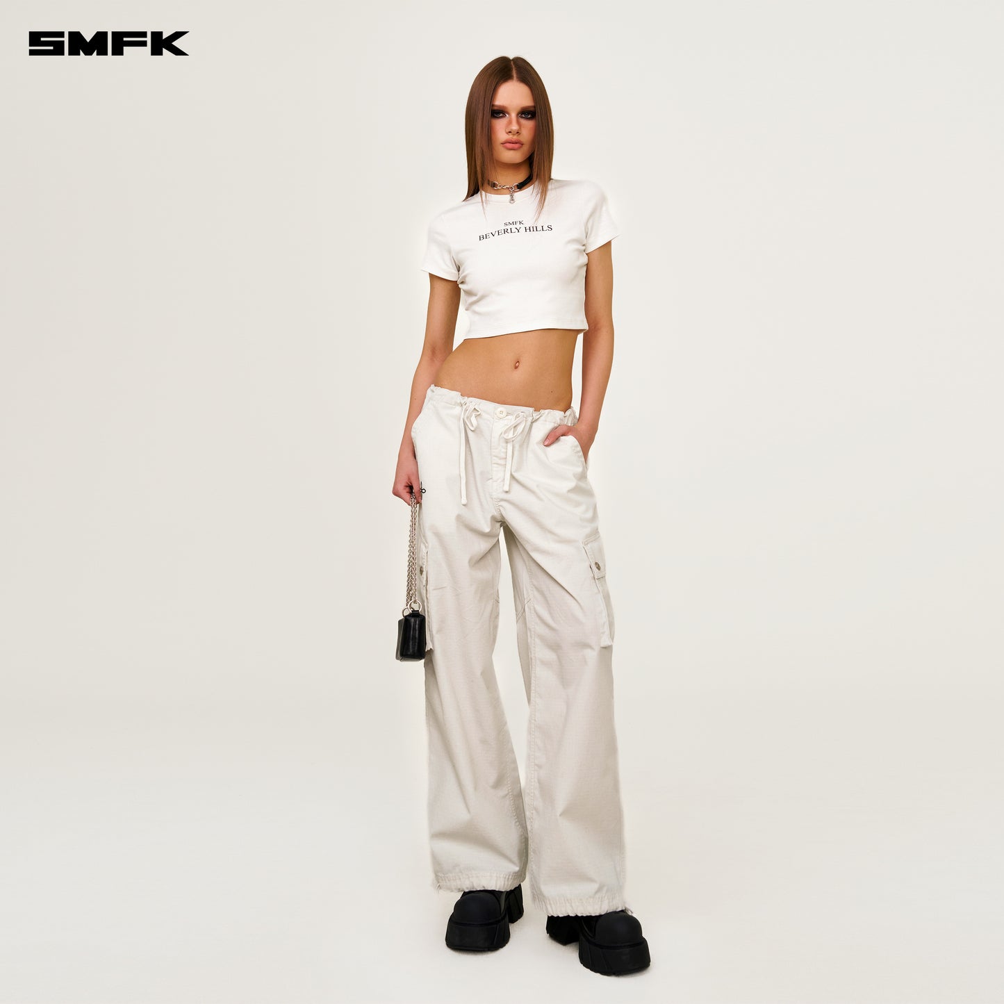 Future Mirage Classic Parachute Pants Snowy Mountain White