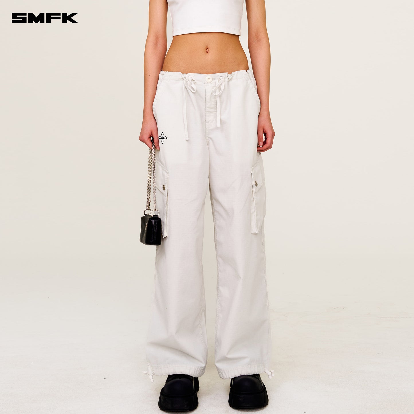 Future Mirage Classic Parachute Pants Snowy Mountain White