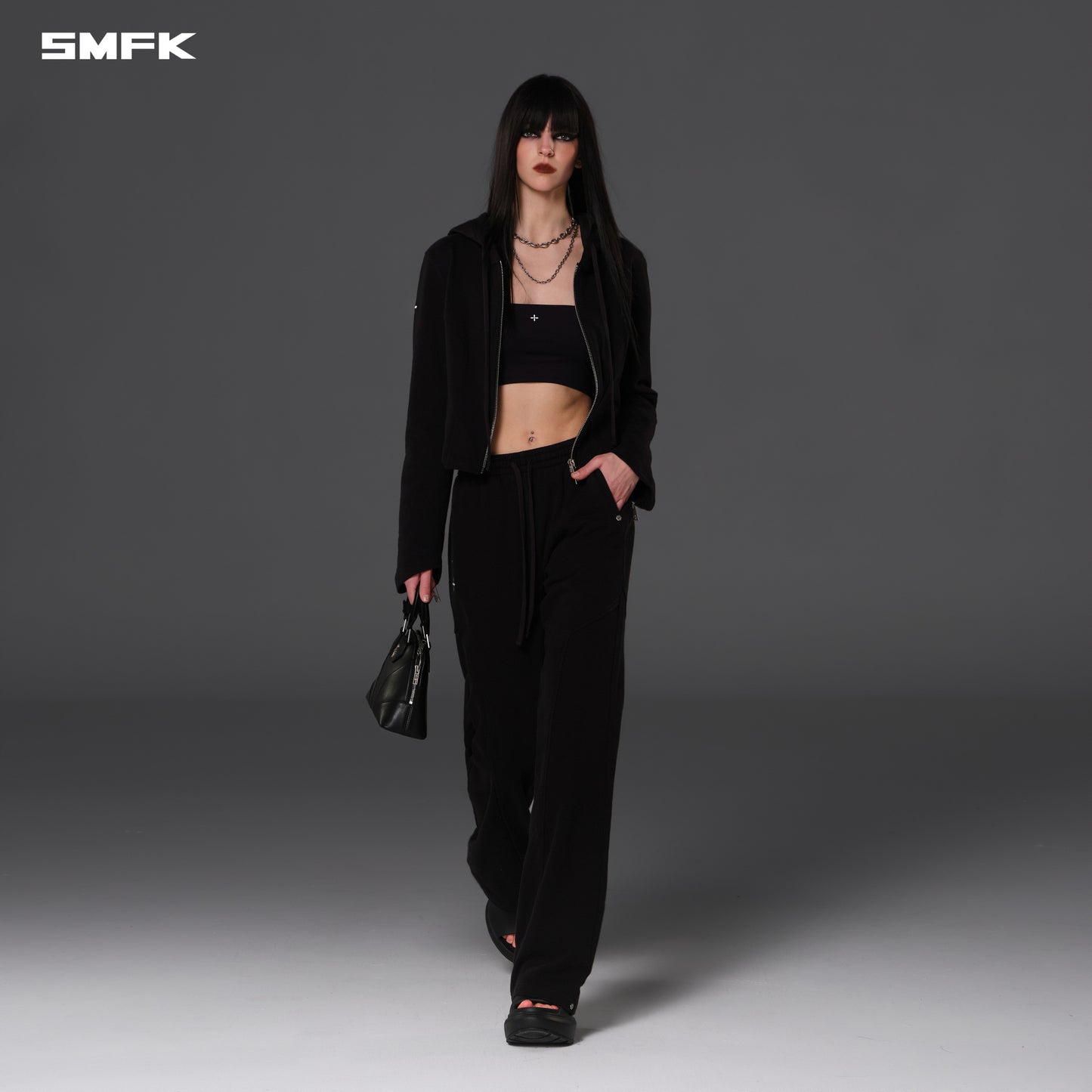 PERMANENT SLIM STRT PANTS/COTTON+WOOL - WILD BLACK