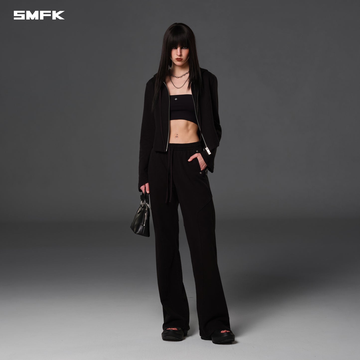 PERMANENT SLIM STRT PANTS/COTTON+WOOL - WILD BLACK
