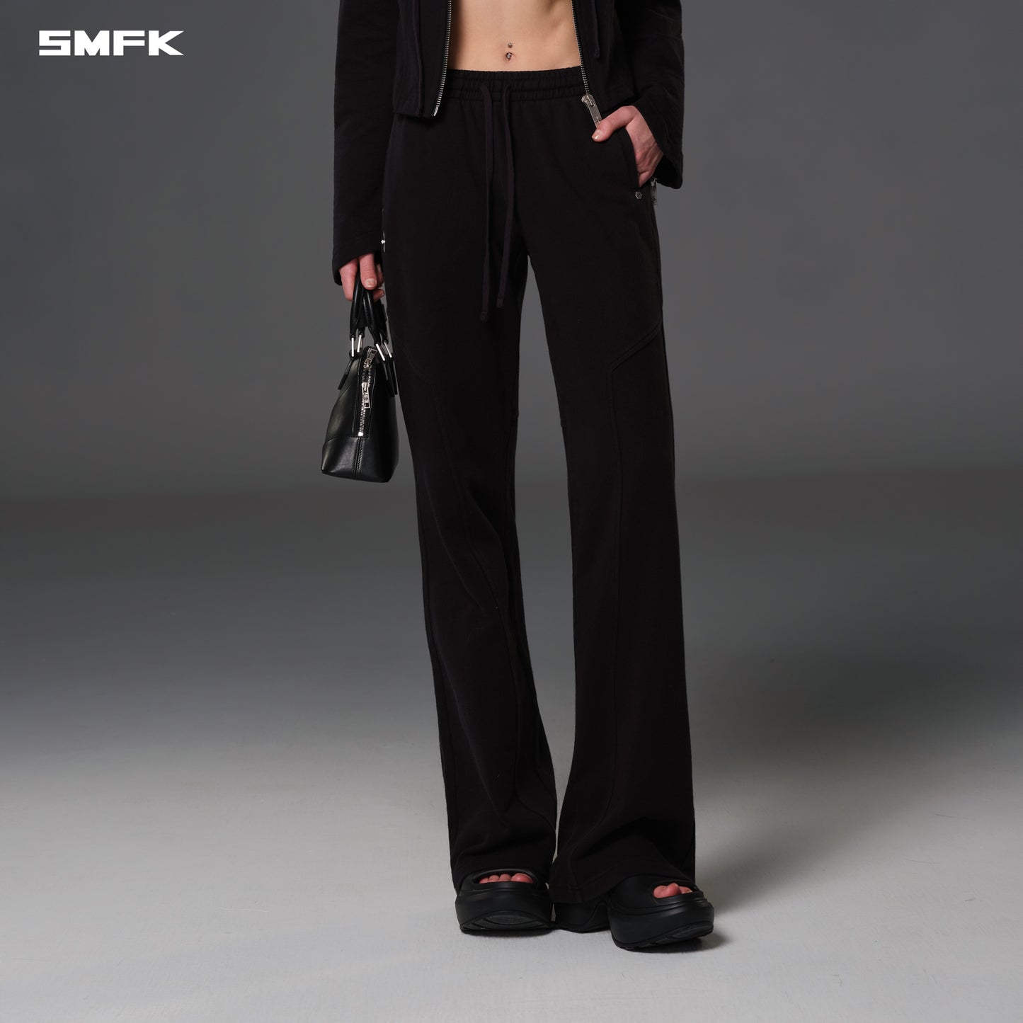 PERMANENT SLIM STRT PANTS/COTTON+WOOL - WILD BLACK