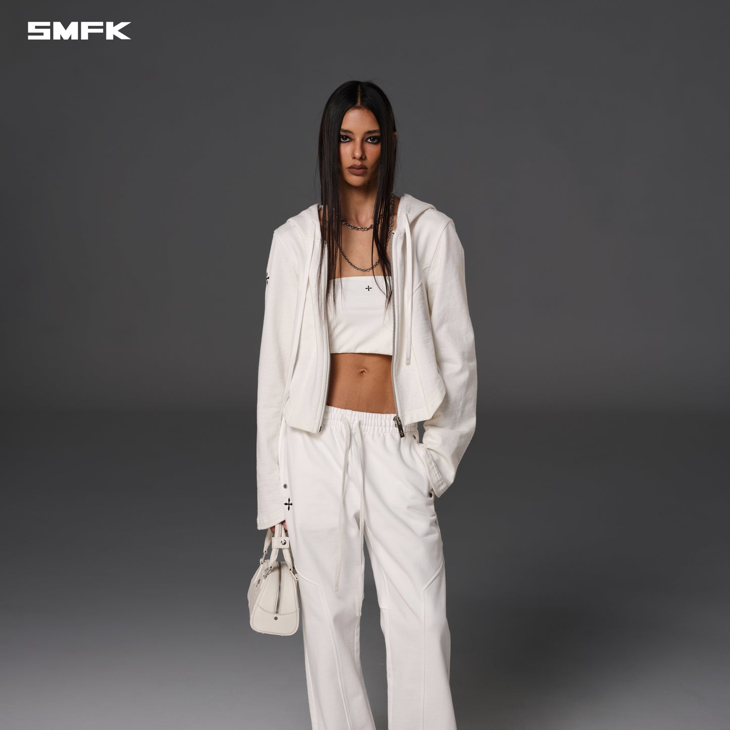 PERMANENT SLIM STRT PANTS/COTTON+WOOL - CLOUD WHITE