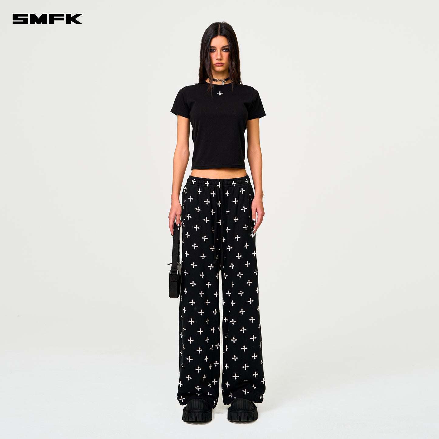 Compass Black Garden Wide Leg Sweatpants - Black Garden