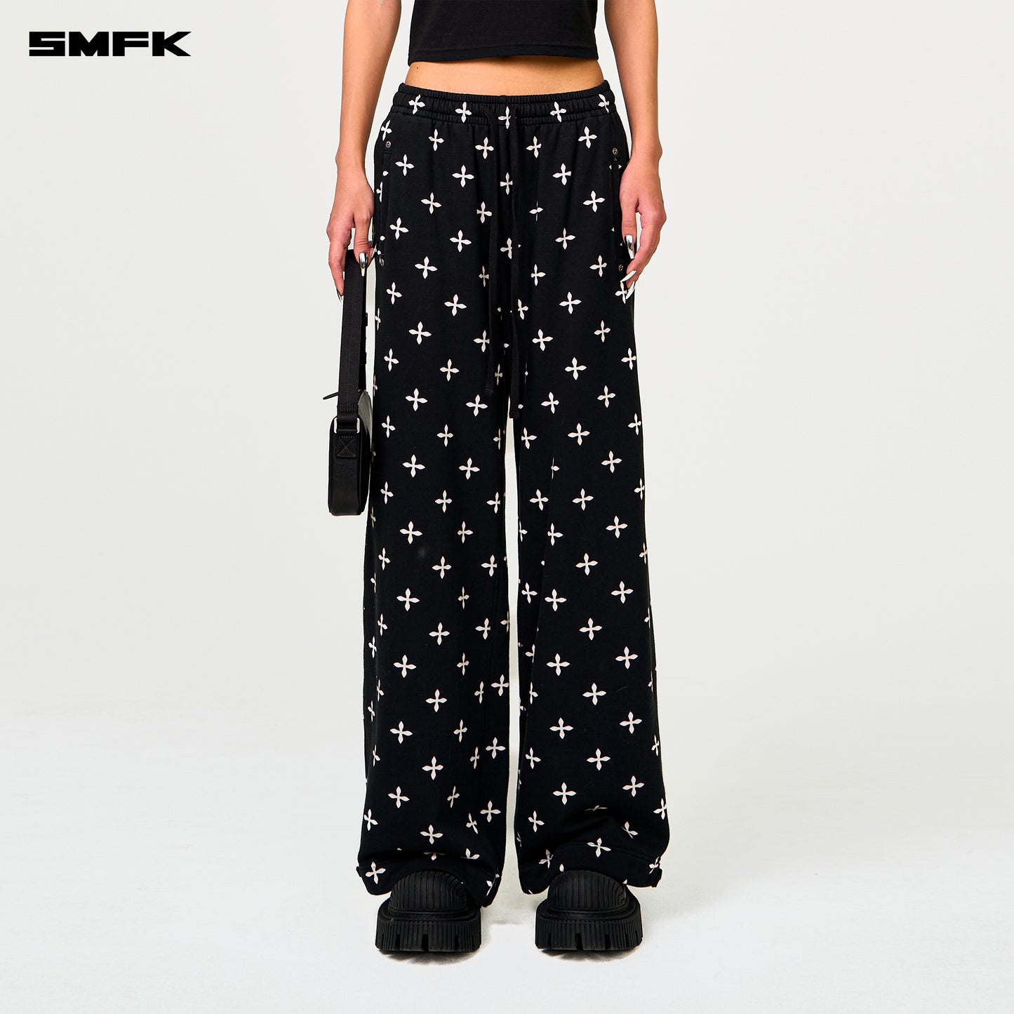 Compass Black Garden Wide Leg Sweatpants - Black Garden