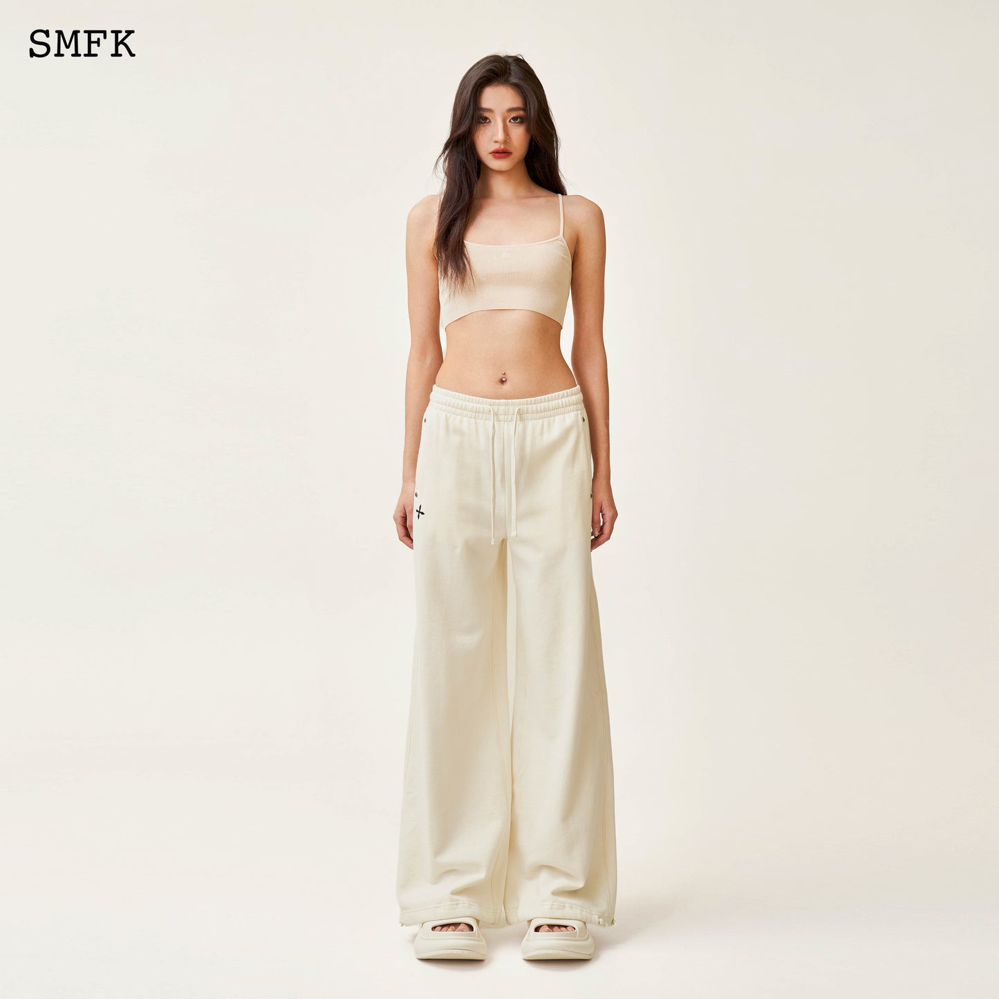 COMPASS CROSS CLASSIC WIDE-LEG SWEATPANTS WHITE