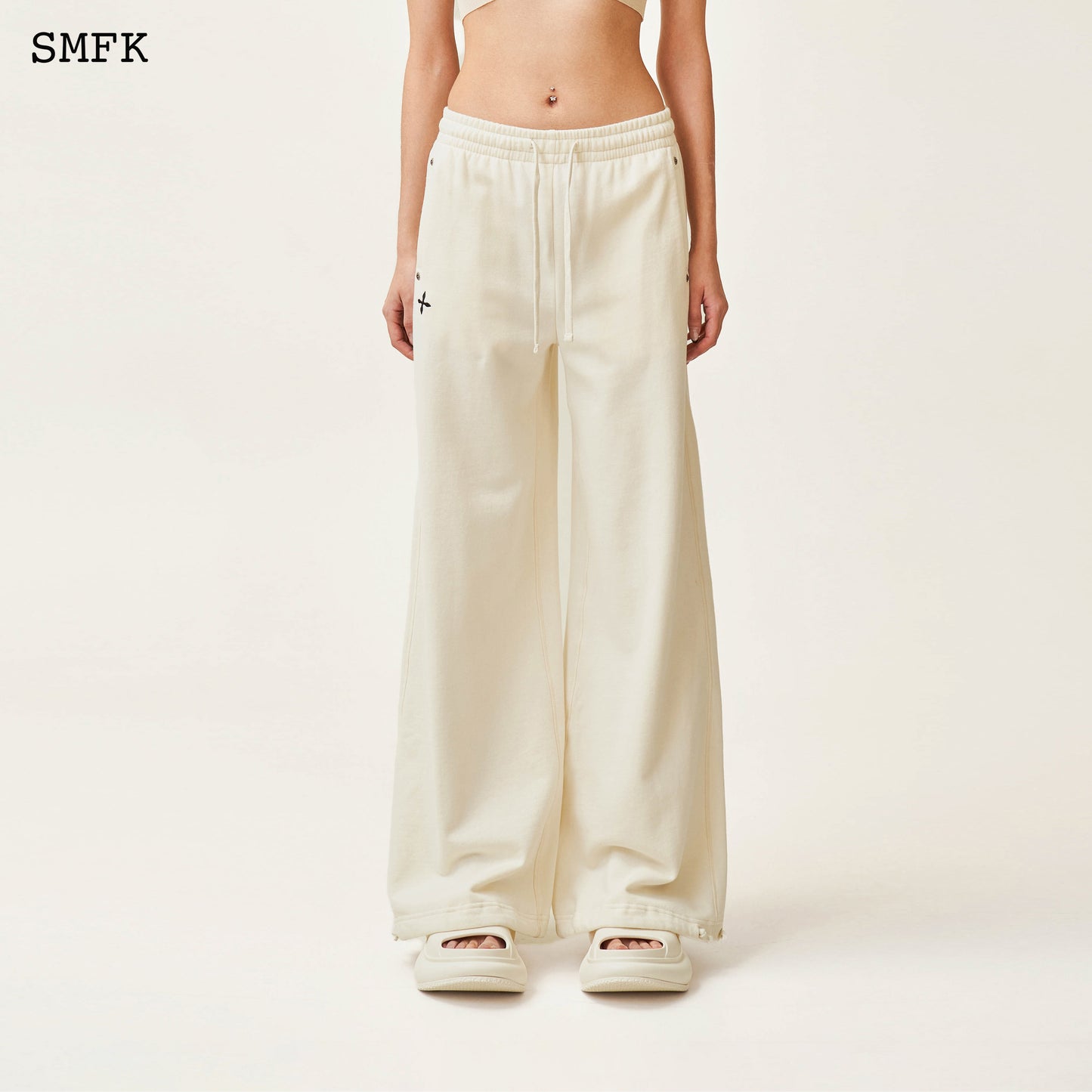 COMPASS CROSS CLASSIC WIDE-LEG SWEATPANTS WHITE