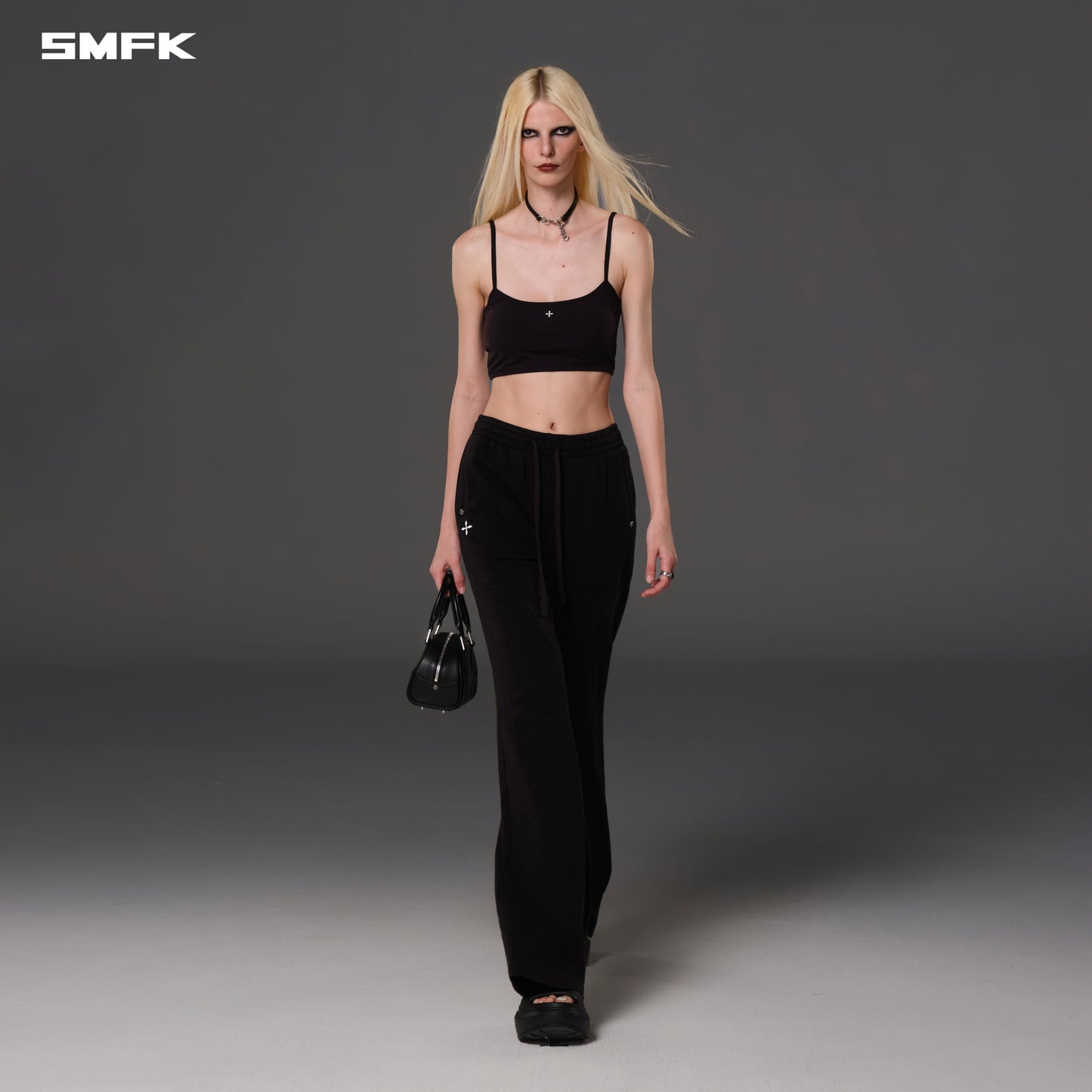 PERMANENT SLIM FLARED PANTS/COTTON+WOOL - WILD BLACK