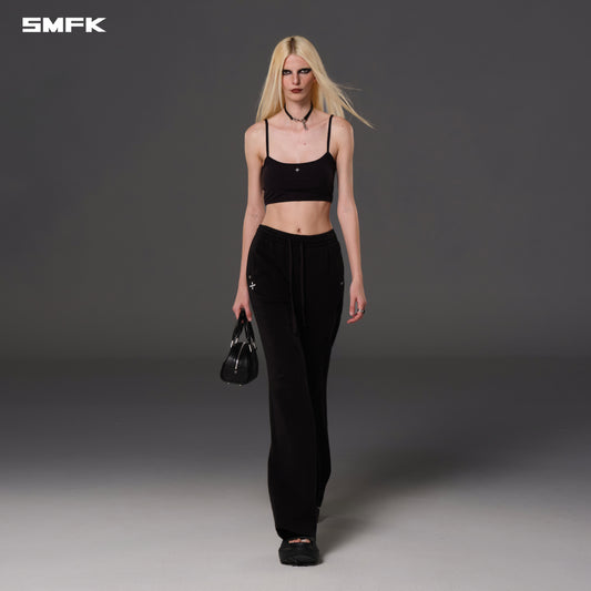PERMANENT SLIM FLARED PANTS/COTTON+WOOL - WILD BLACK