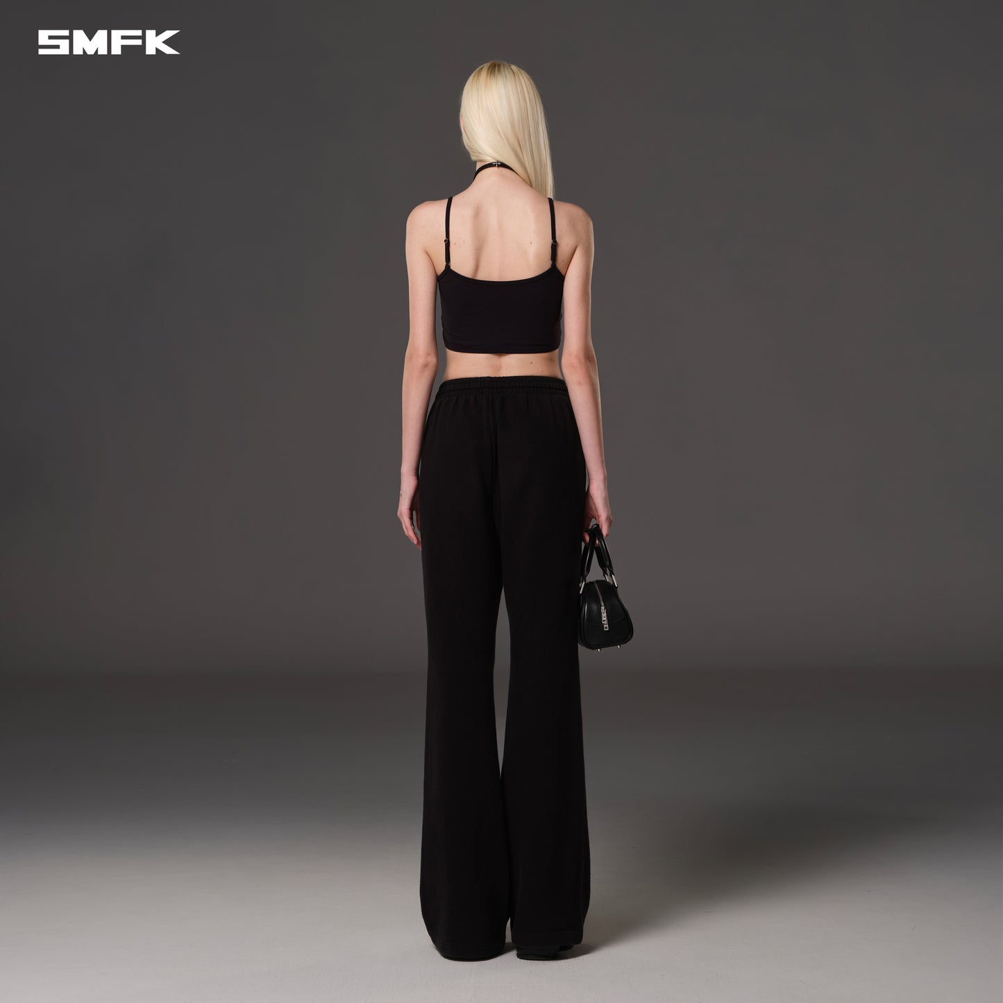 PERMANENT SLIM FLARED PANTS/COTTON+WOOL - WILD BLACK
