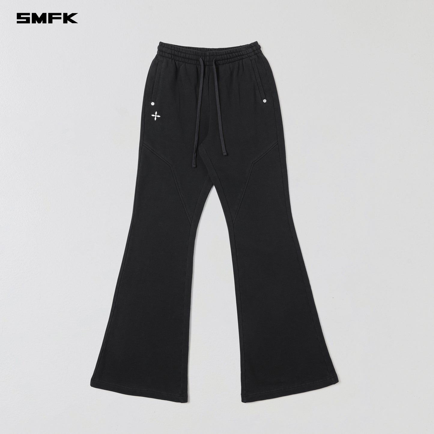 PERMANENT SLIM FLARED PANTS/COTTON+WOOL - WILD BLACK