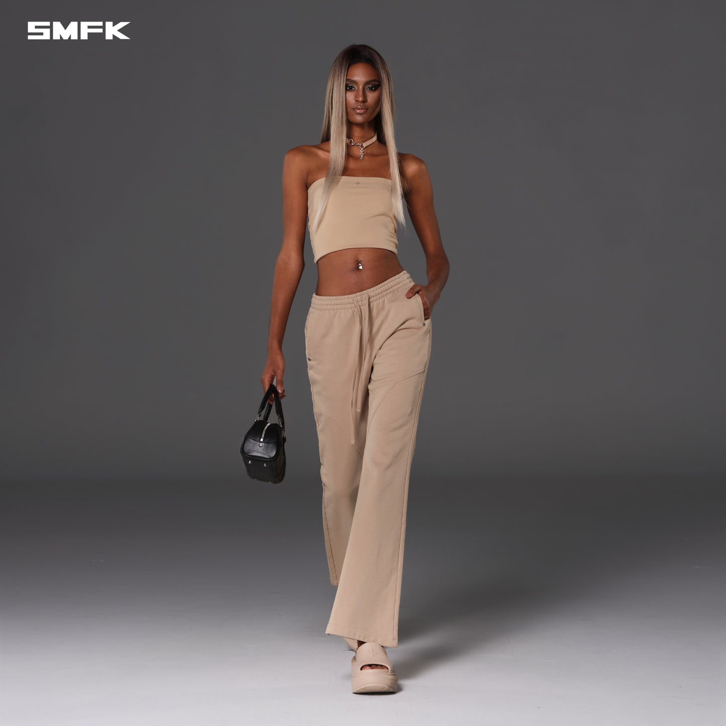 PERMANENT SLIM FLARED PANTS/COTTON+WOOL - FRESH SKIN