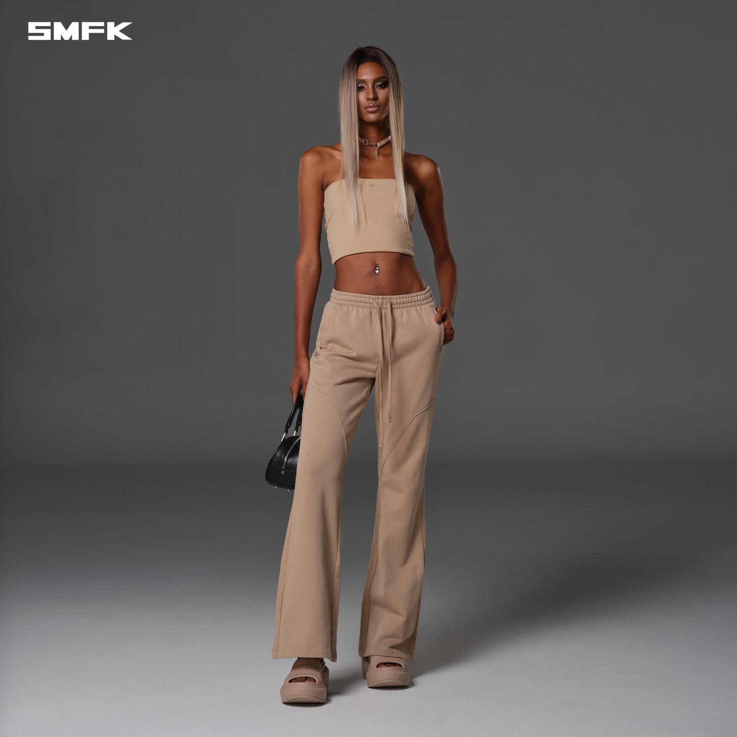 PERMANENT SLIM FLARED PANTS/COTTON+WOOL - FRESH SKIN