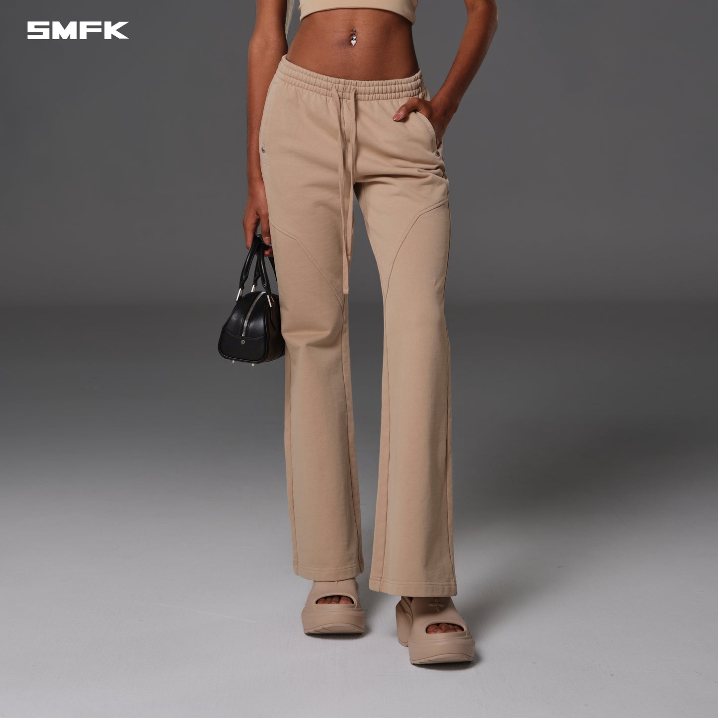 PERMANENT SLIM FLARED PANTS/COTTON+WOOL - FRESH SKIN