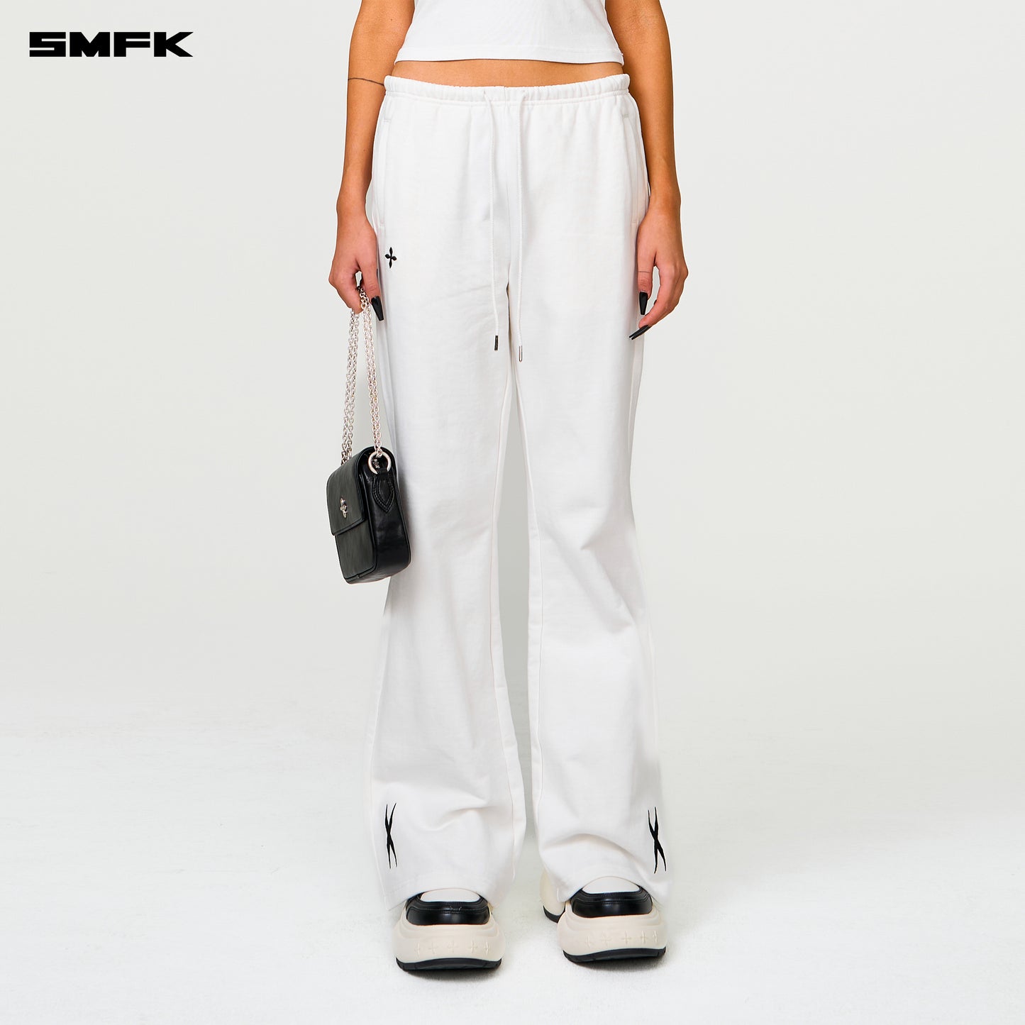 Compass Cross Classic Flare Sweatpants - Snow Mountain White