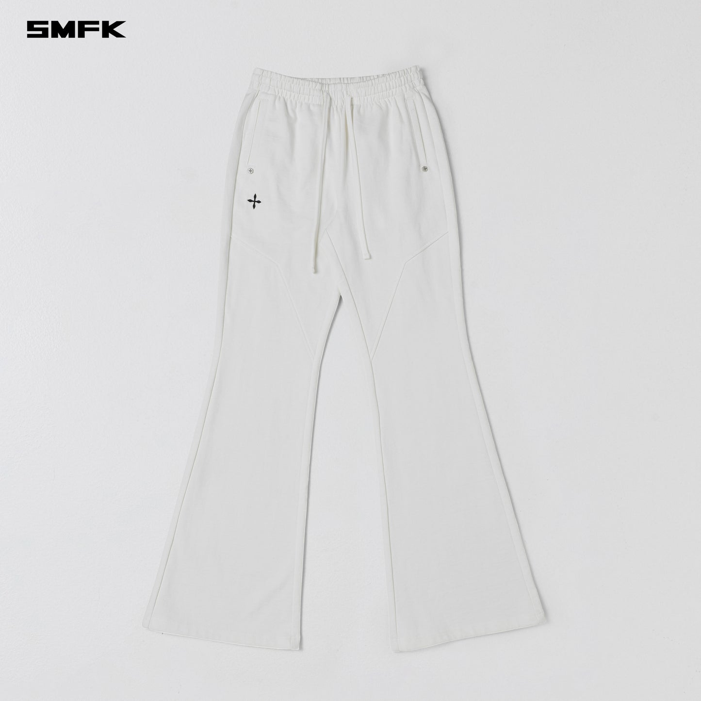 PERMANENT SLIM FLARED PANTS/COTTON+WOOL - CLOUD WHITE