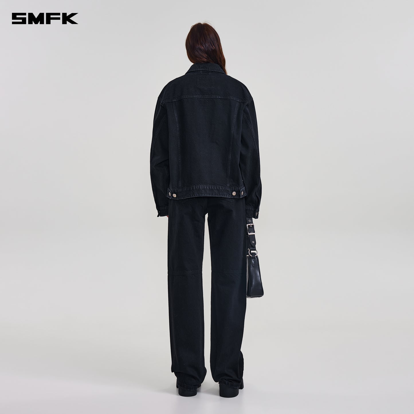 COMPASS MODE LOOSE STRAIGHT DENIM PANTS/ WILD BLACK