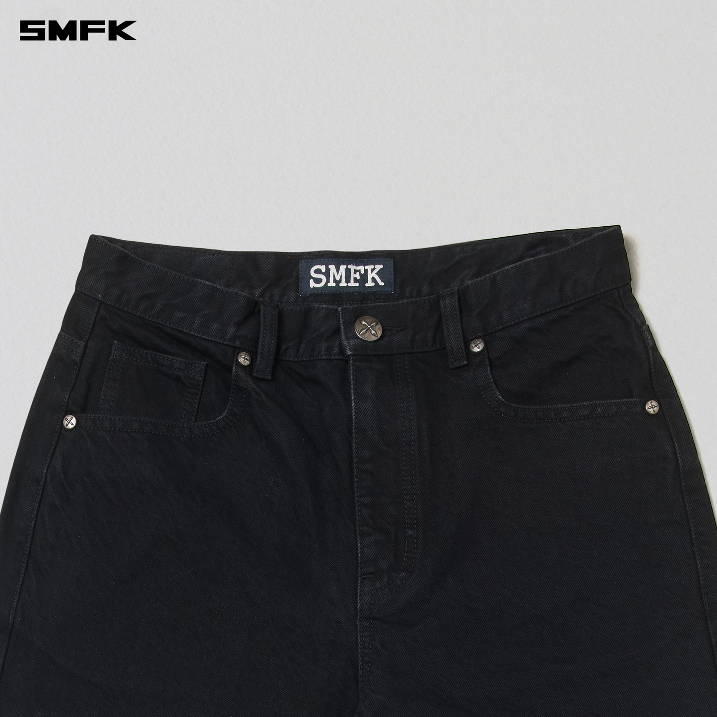 COMPASS MODE LOOSE STRAIGHT DENIM PANTS/ WILD BLACK