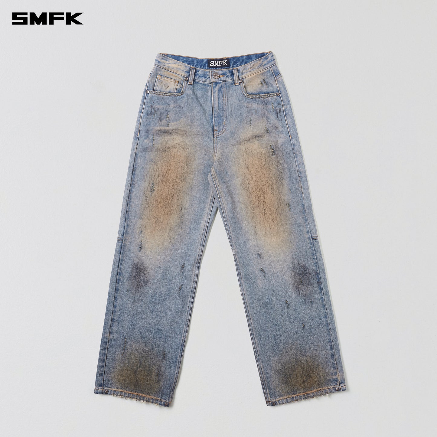 COMPASS MODE WASTELAND LOOSE STRAIGHT DENIM PANTS/ LAKE BLUE