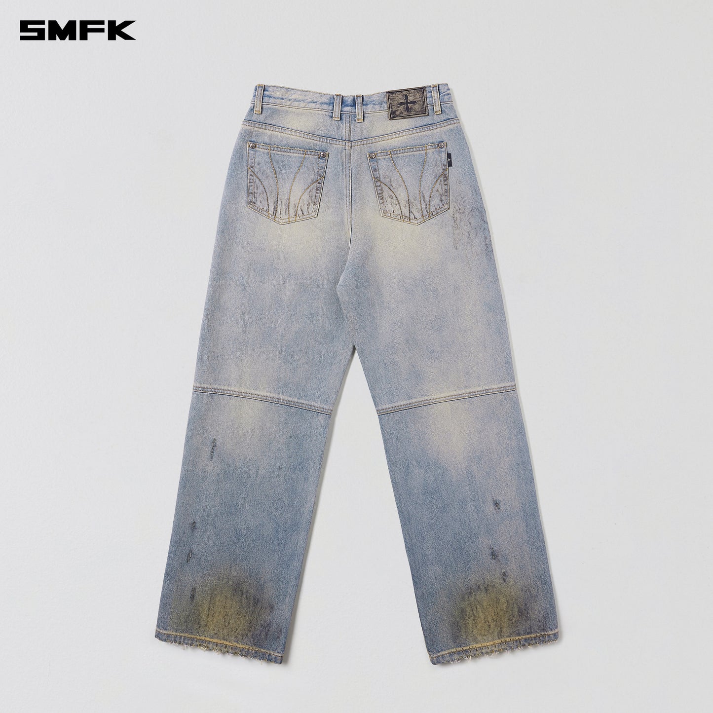 COMPASS MODE WASTELAND LOOSE STRAIGHT DENIM PANTS/ LAKE BLUE