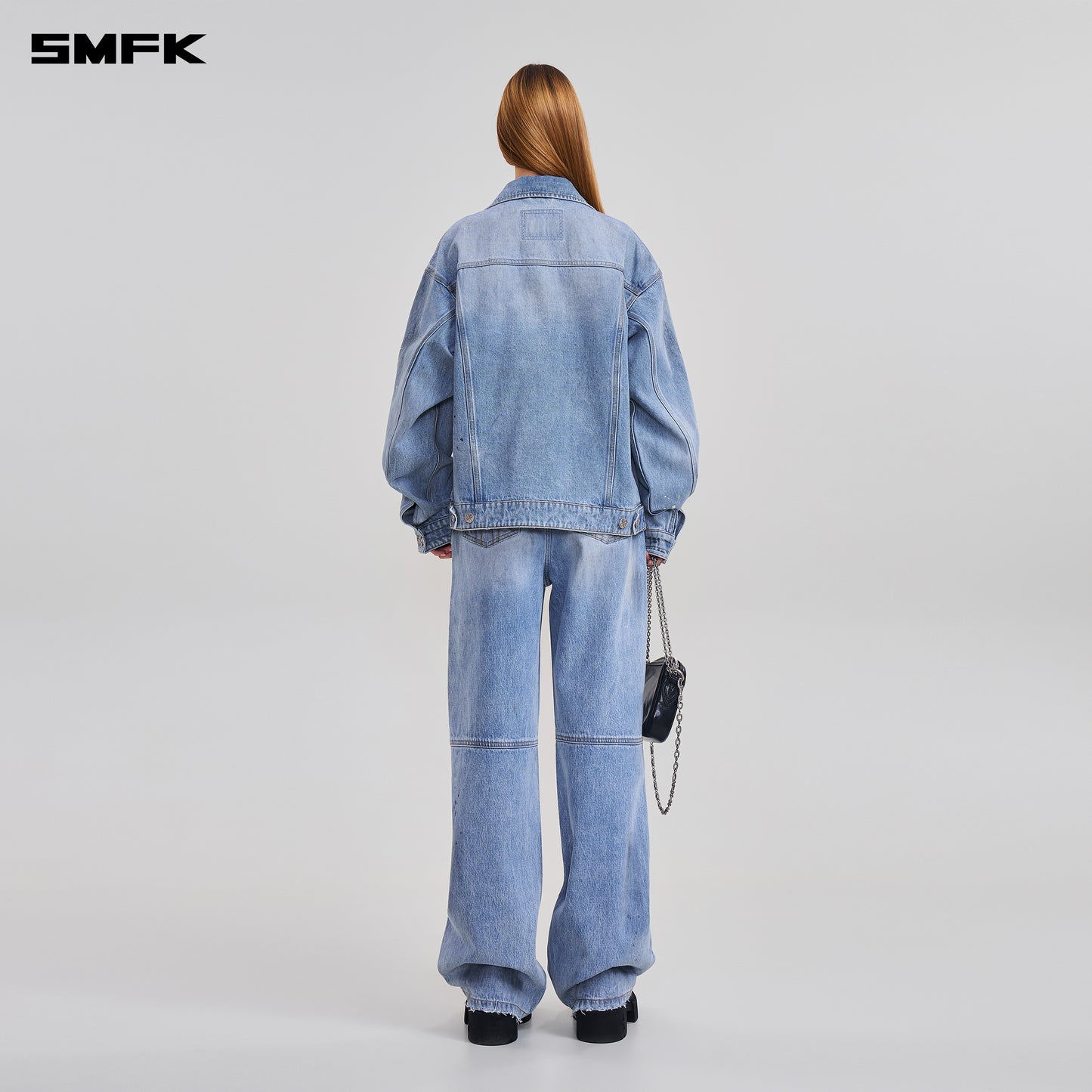 COMPASS MODE LOOSE STRAIGHT DENIM PANTS/ SKY BLUE