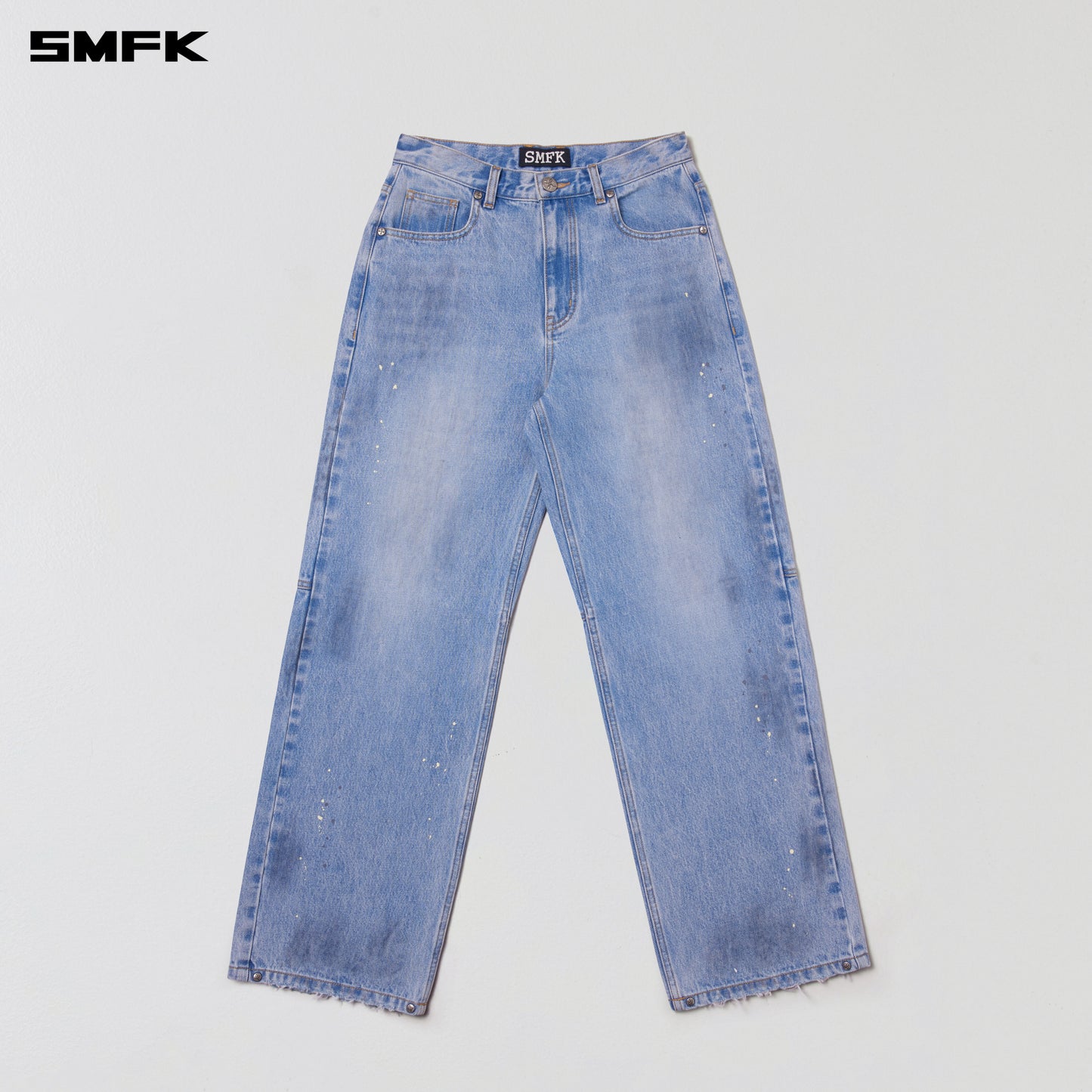 COMPASS MODE LOOSE STRAIGHT DENIM PANTS/ SKY BLUE