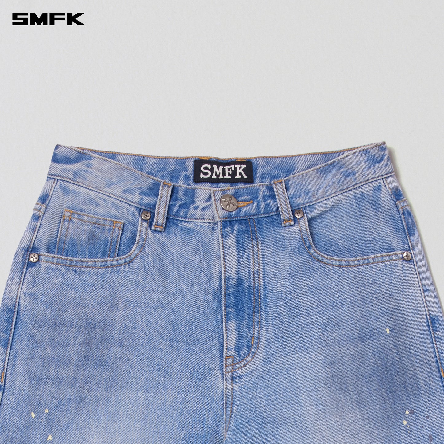 COMPASS MODE LOOSE STRAIGHT DENIM PANTS/ SKY BLUE
