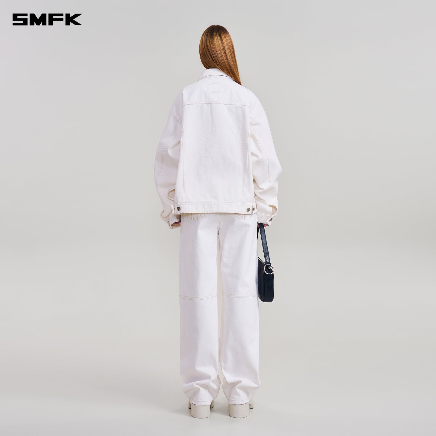 COMPASS MODE LOOSE STRAIGHT DENIM PANTS/ SNOW MOUNTAIN WHITE