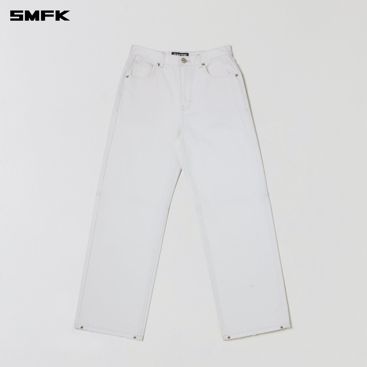 COMPASS MODE LOOSE STRAIGHT DENIM PANTS/ SNOW MOUNTAIN WHITE