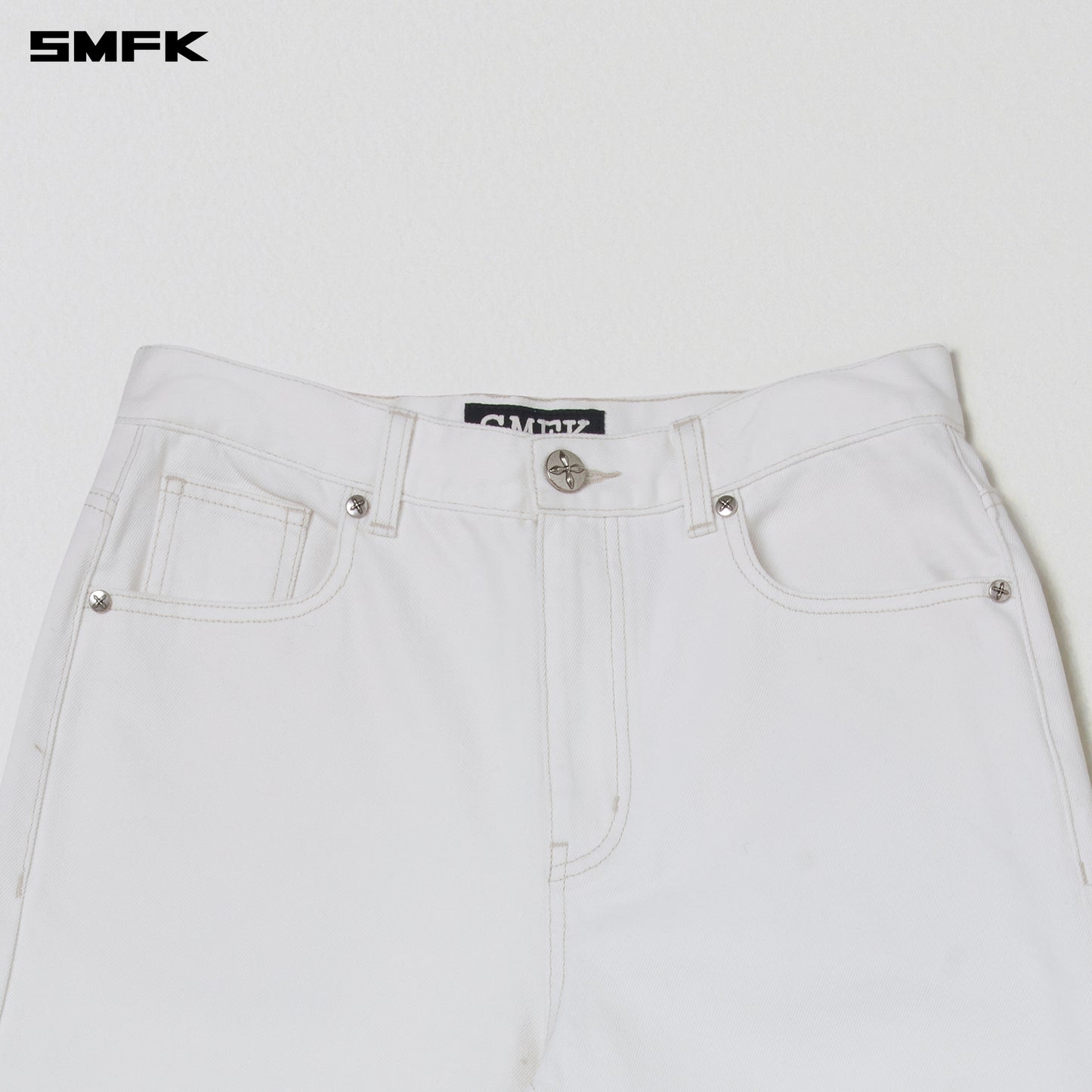 COMPASS MODE LOOSE STRAIGHT DENIM PANTS/ SNOW MOUNTAIN WHITE