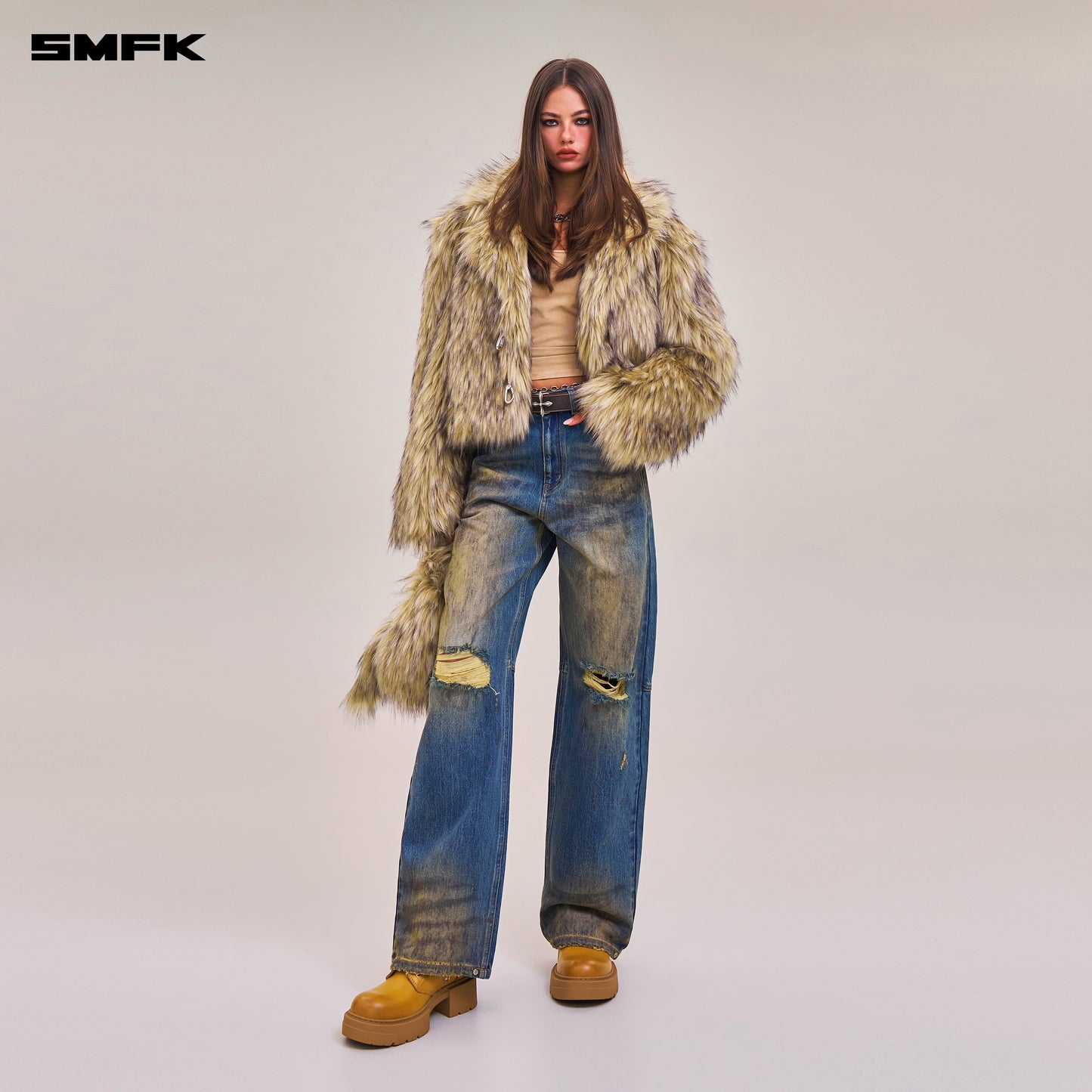 COMPASS MODE WASTELAND LOOSE STRAIGHT DENIM PANTS/ WASTELAND BLUE