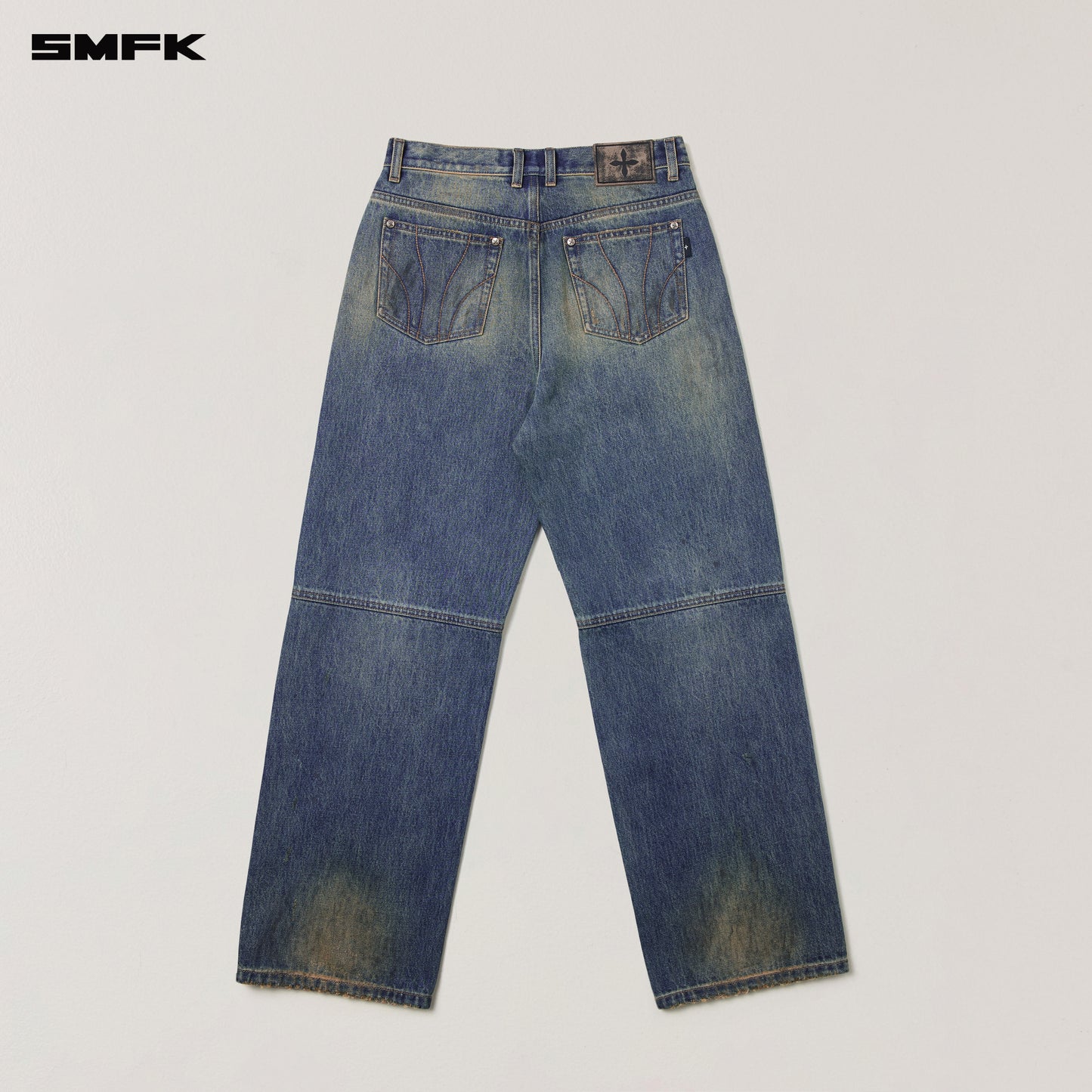 COMPASS MODE WASTELAND LOOSE STRAIGHT DENIM PANTS/ WASTELAND BLUE