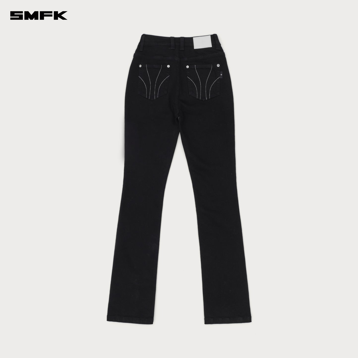 Compass Rivet Zipper Motorcycle Jeans Wild Black