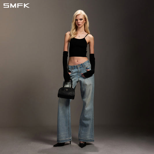 COMPASS MIRAGE FLARED DENIM PANTS/COTTON+DIAMOND/W DENIM BLUE DIAMOND