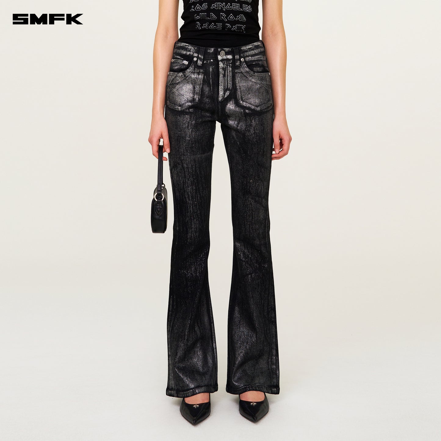 FUTURE Star Phantom Glitter Flared Jeans Starry Silver