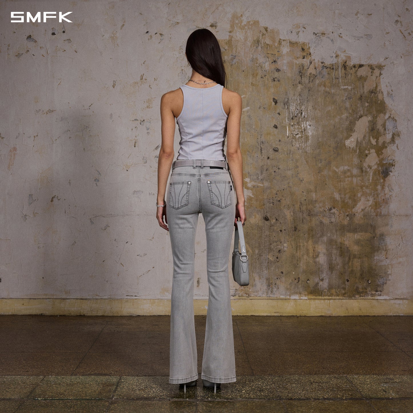 MIRAGE PRISM FLARED DENIM PANTS/E-COTTON