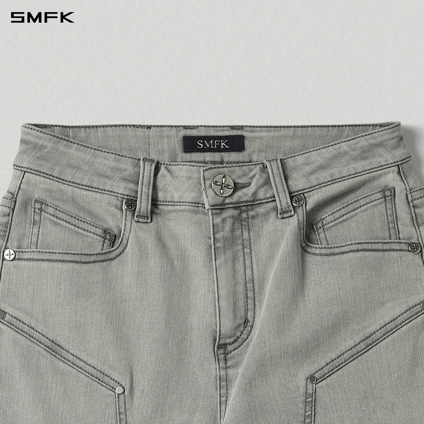 MIRAGE PRISM FLARED DENIM PANTS/E-COTTON
