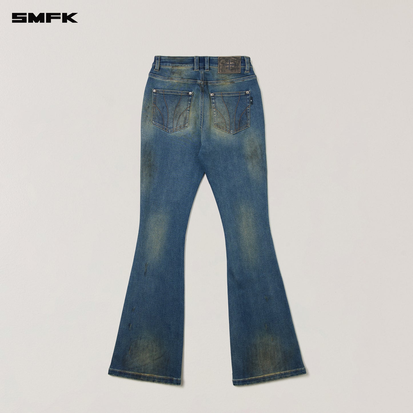 COMPASS MODE WASTELAND STORM HANDPAINTED DENIM PANTS/ WASTELAND BLUE