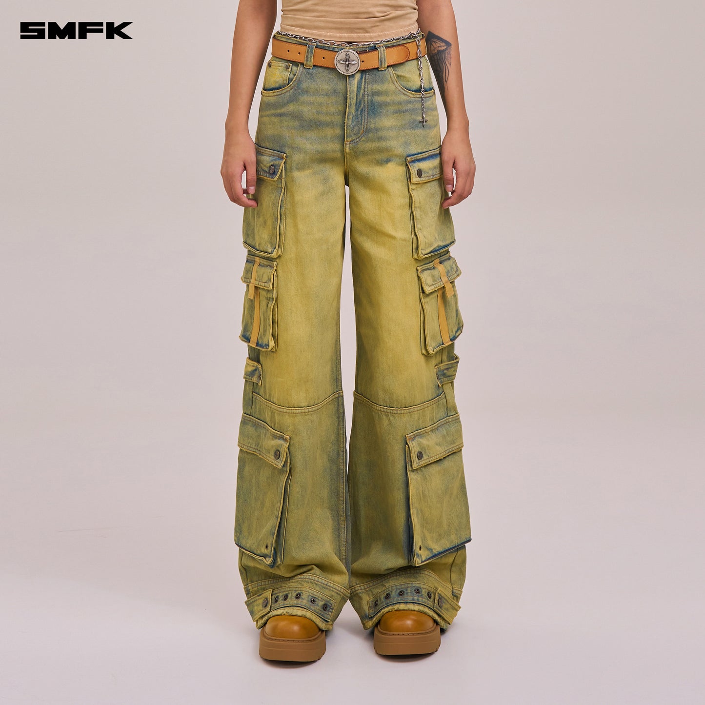 COMPASS WILD HORSE MULTI POCKETS DENIM PANTS/ CHEESE