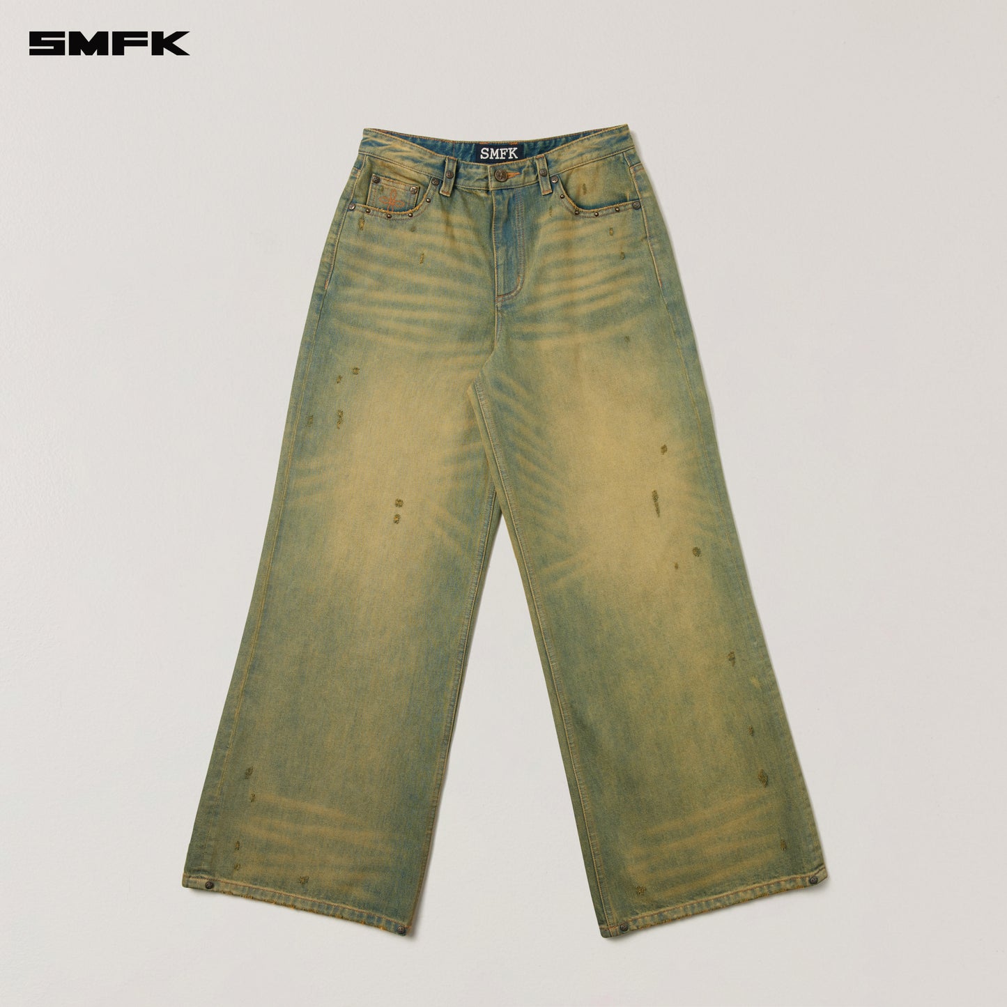 COMPASS WILD HORSE LOOSE DENIM PANTS/ CHEESE