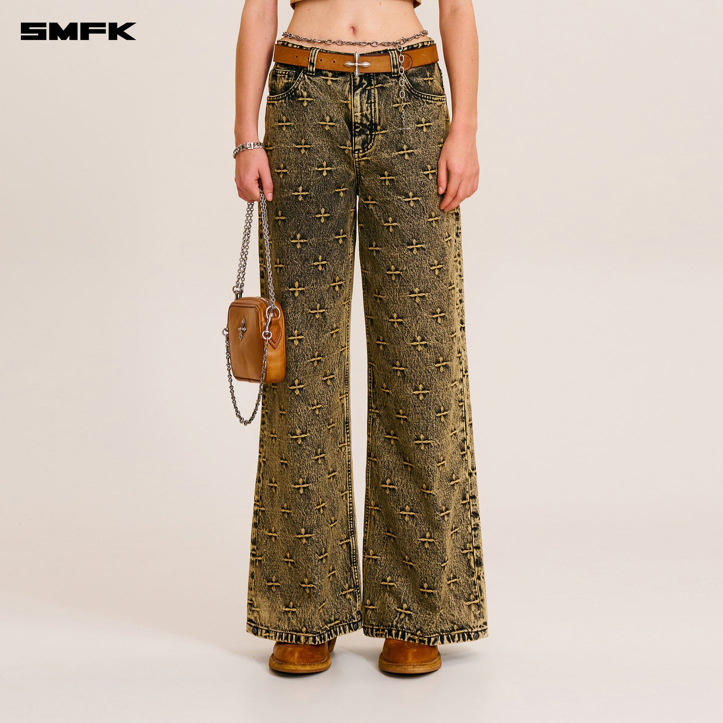 COMPASS STORM GARDEN CLASSIC WIDE LEG JEANS/ STORM GARDEN YELLOW