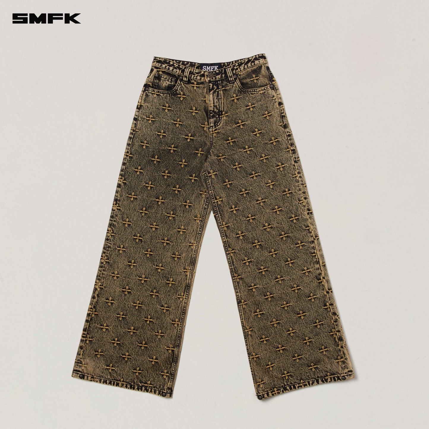 COMPASS STORM GARDEN CLASSIC WIDE LEG JEANS/ STORM GARDEN YELLOW