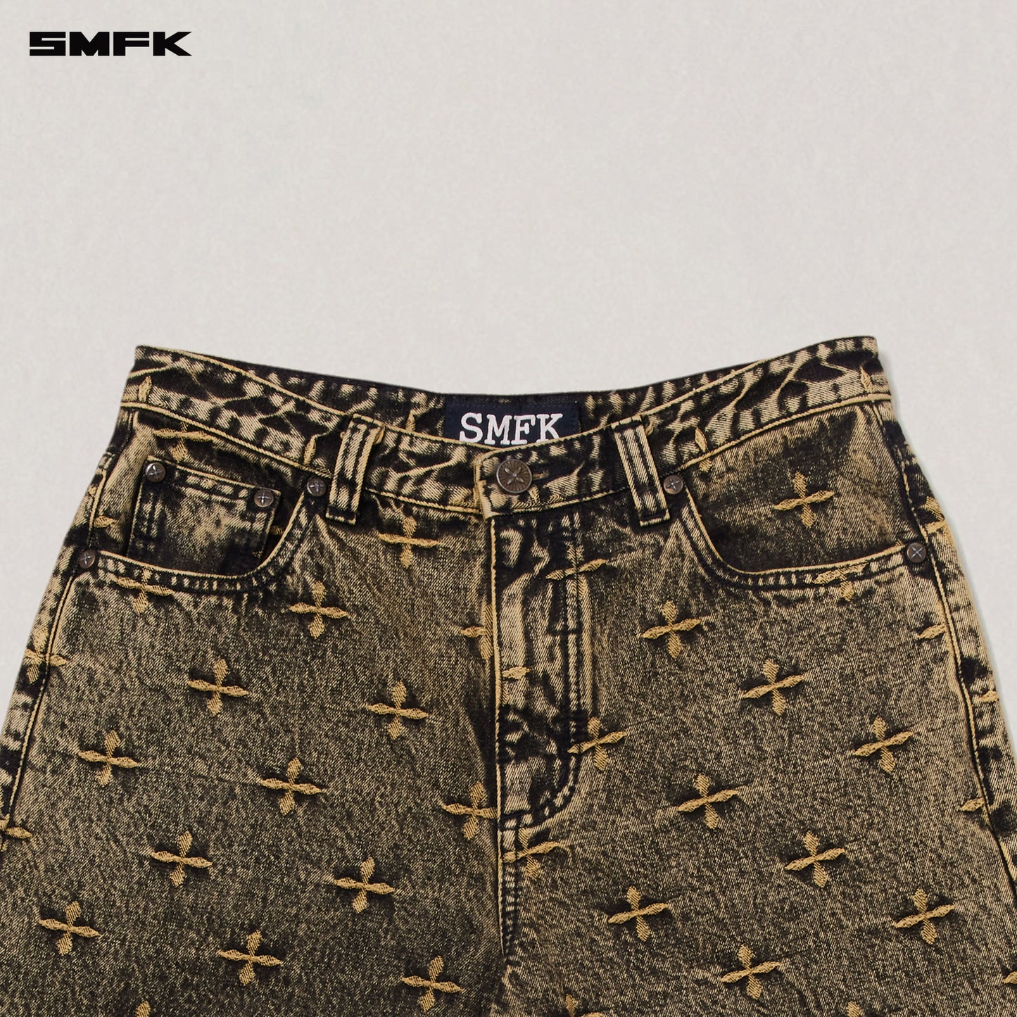 COMPASS STORM GARDEN CLASSIC WIDE LEG JEANS/ STORM GARDEN YELLOW