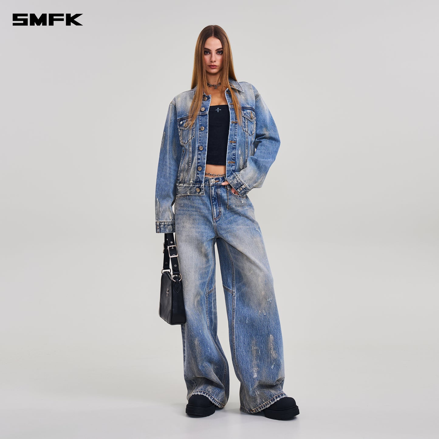 COMPASS MODE TIDE TOWER DENIM PANTS/ MARINE BLUE
