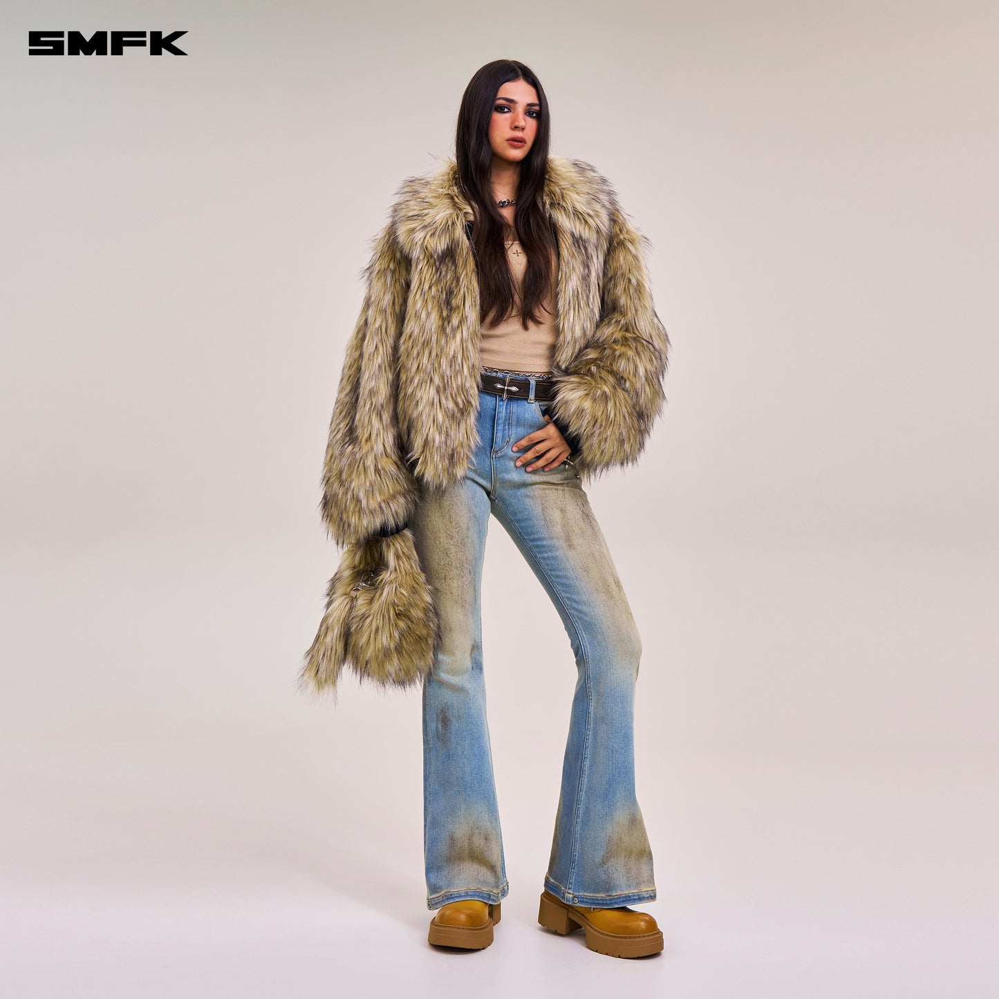 COMPASS MODE WASTELAND HUNRRICANE HANDPAINTED DENIM PANTS/ WILD SKY BLUE