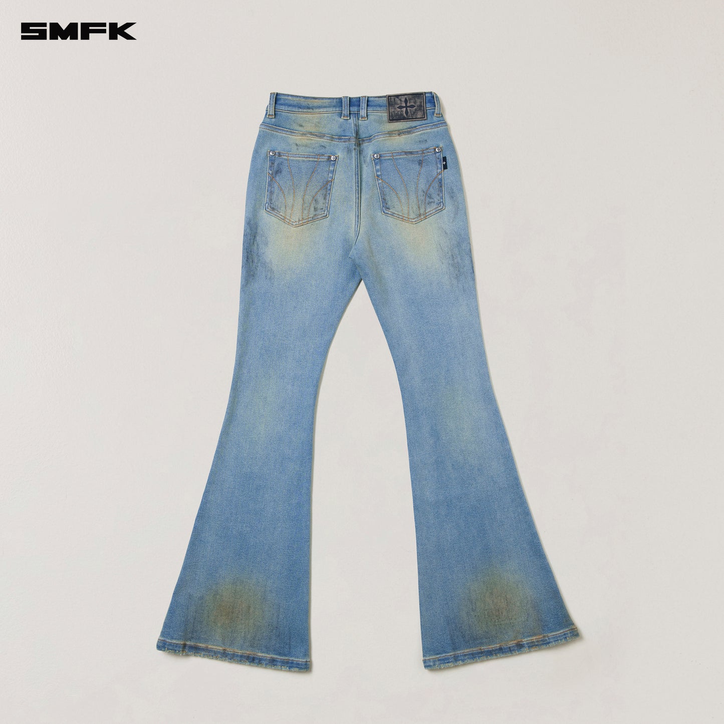 COMPASS MODE WASTELAND HUNRRICANE HANDPAINTED DENIM PANTS/ WILD SKY BLUE