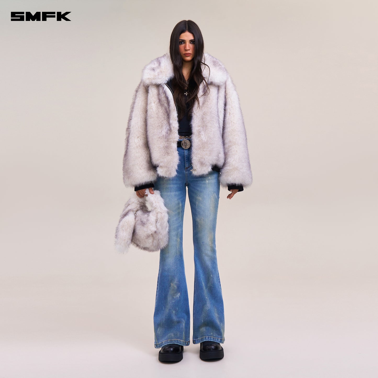 COMPASS MODE TIDE HUNRRICANE HANDPAINTED TOWER DENIM PANTS/ MARINE BLUE