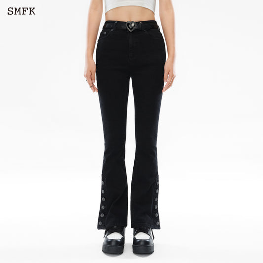 MERMAID BIKER JEANS BLACK   PD007B+